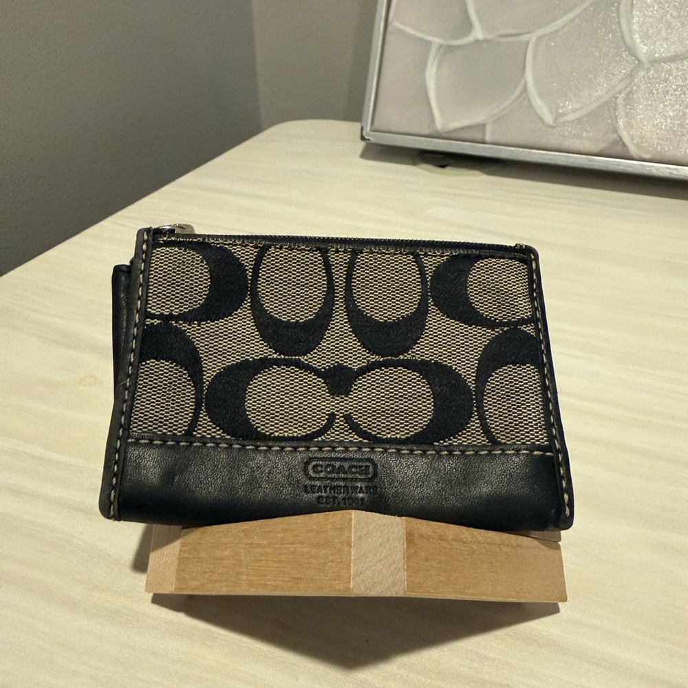 Coach Signature Canvas Compact Wallet